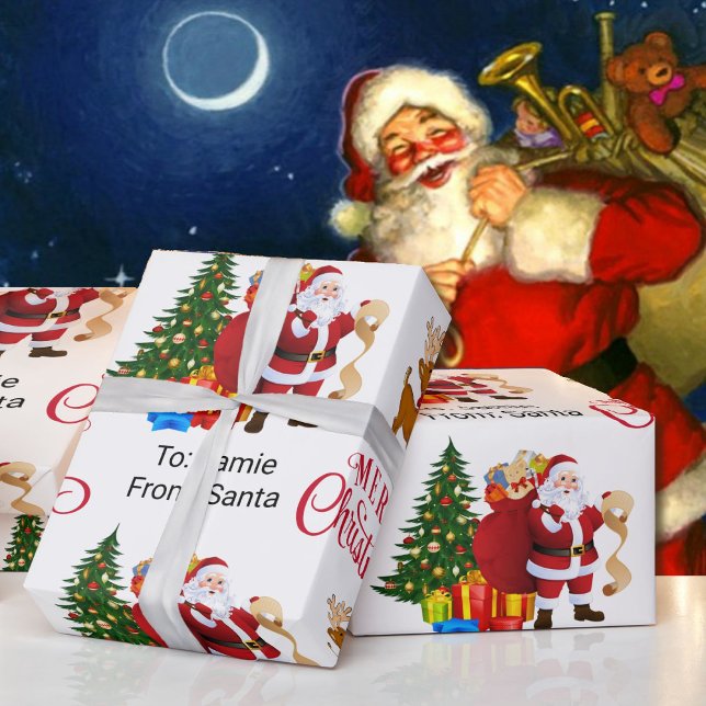 From Santa Child's Name Christmas Reindeer Wrapping Paper (Creator Uploaded)