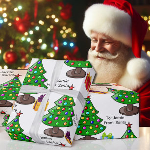 From Santa Child's Name Christmas Tree Wrapping Paper