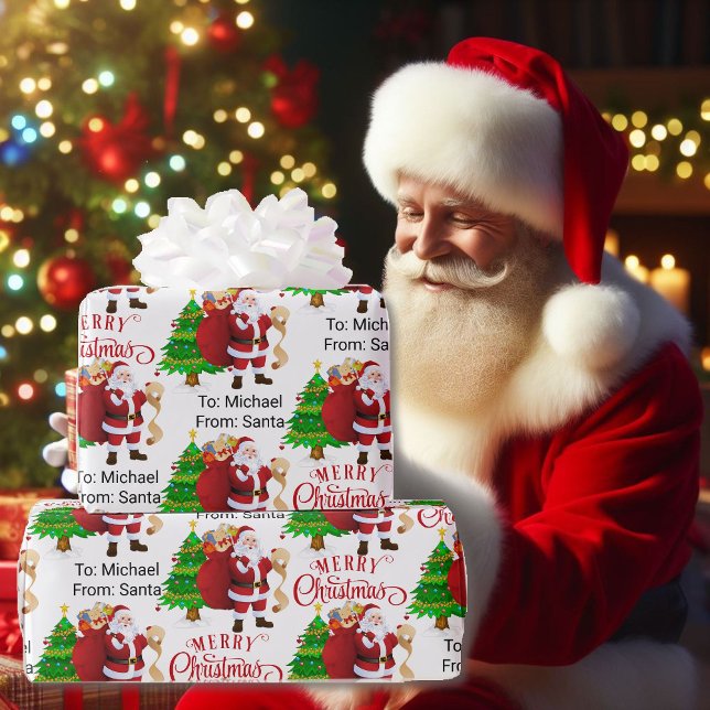 From Santa Child's Name Merry Christmas Wrapping Paper (Creator Uploaded)