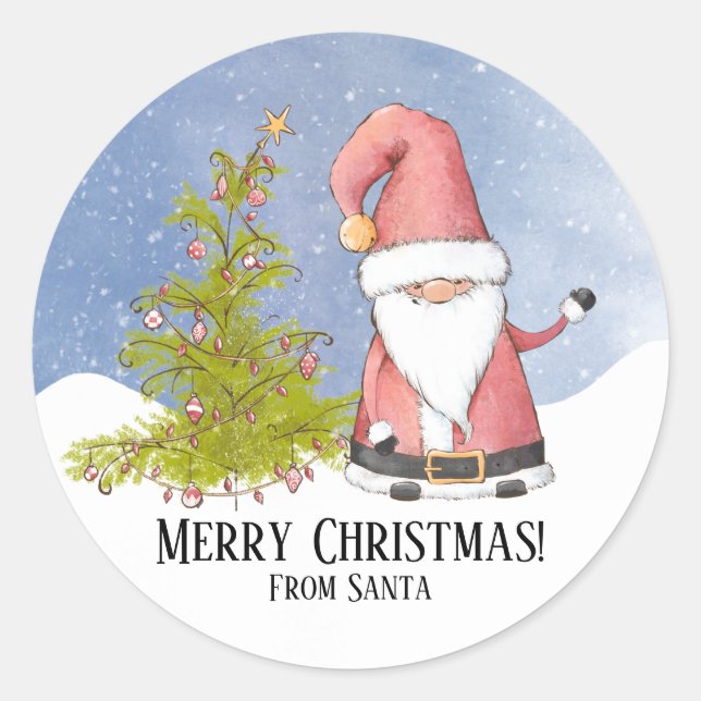 From Santa Christmas Classic Round Sticker (Front)