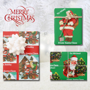 From Santa Claus Add Children's Names 3 Wrapping Paper Sheet
