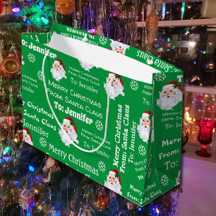 From Santa Claus Add Child's Name Christmas Large Gift Bag