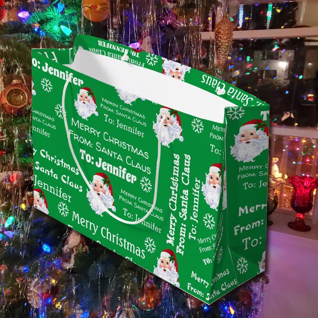 From Santa Claus Add Child's Name Christmas Large Gift Bag (Creator Uploaded)