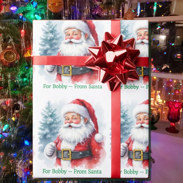 From Santa Claus Add Child's Name Christmas Roll Wrapping Paper (Creator Uploaded)