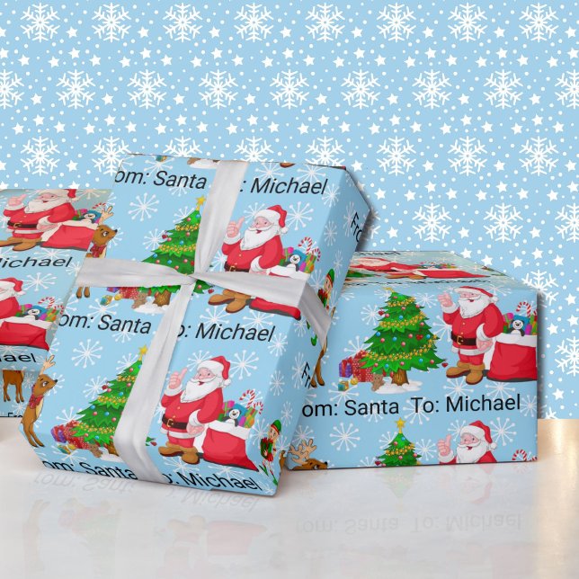 From Santa Claus Add Child's Name Elf Reindeer Wra Wrapping Paper (Creator Uploaded)