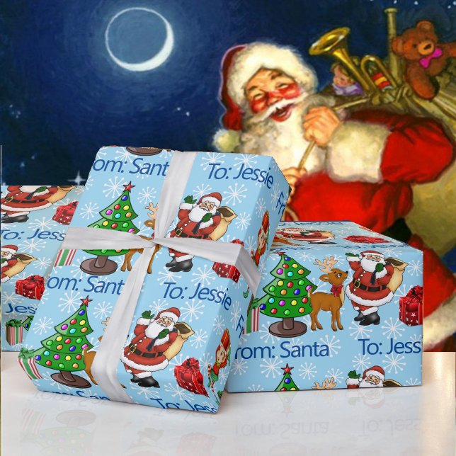 From Santa Claus Add Child's Name Snow Christmas Wrapping Paper (Creator Uploaded)