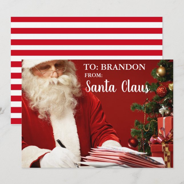 From Santa Claus ADD NAME Personalised St Holiday Card (Front/Back)
