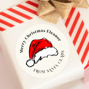 From Santa Claus Christmas Hat Illustration Classic Round Sticker