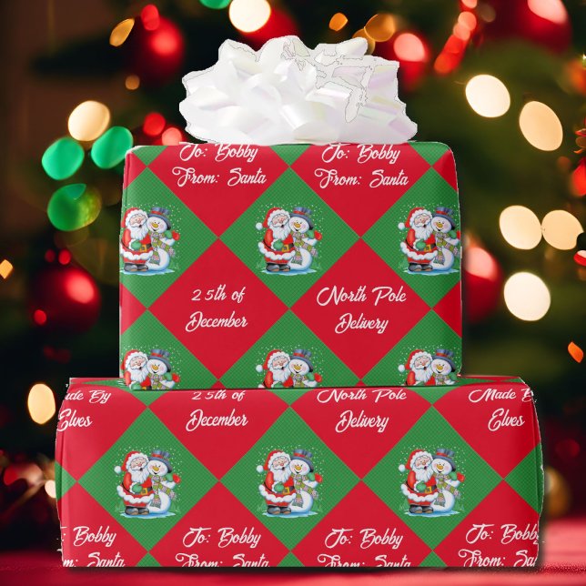 From Santa Claus Christmas Personalise Name  Wrapping Paper (Creator Uploaded)