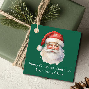 From Santa Claus Custom Green Kids Christmas Party Favour Tags