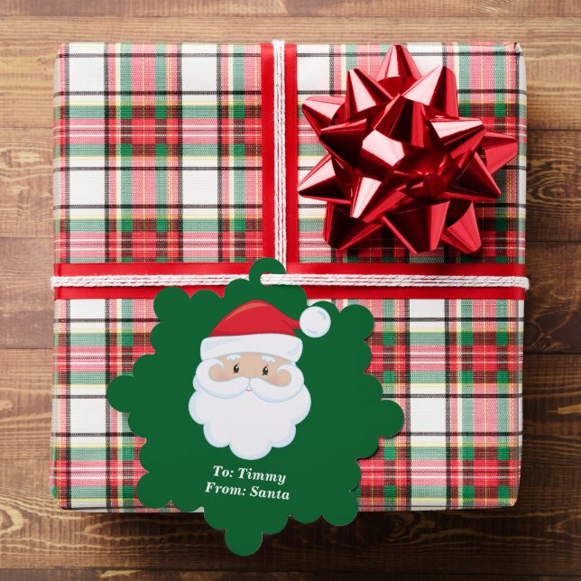 From Santa Claus Cute Custom Green Christmas Gift Tree Decoration Card (Insitu (Gift))