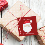 From Santa Claus Cute Custom Red Kids Christmas Favour Tags<br><div class="desc">Customise these cute Santa Claus party favour tags with your own personalised text with your kids name in white script. Santa's red hat and white beard are the perfect holiday drawing on this festive red gift tag for your presents.</div>