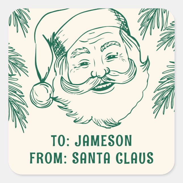 From Santa Claus Doodle Christmas Square Sticker (Front)