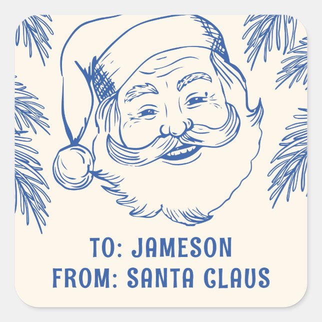 From Santa Claus Doodle Christmas Square Sticker (Front)