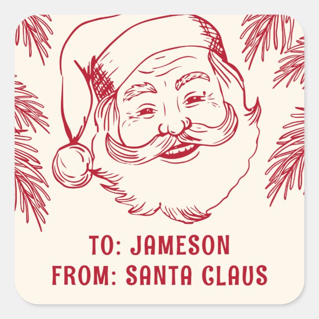 From Santa Claus Doodle Christmas Square Sticker (Front)