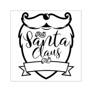 From Santa Claus   Fun Santa Beard Brush Script Rubber Stamp