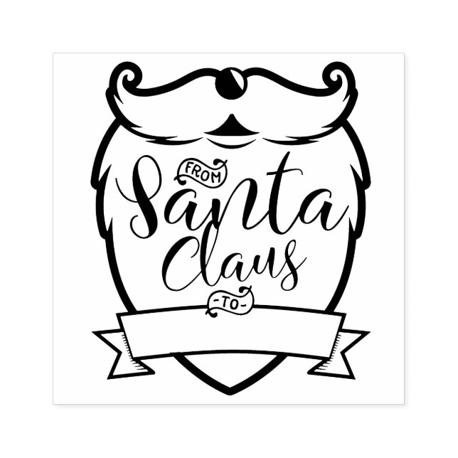 From Santa Claus | Fun Santa Beard Brush Script Rubber Stamp (Imprint)
