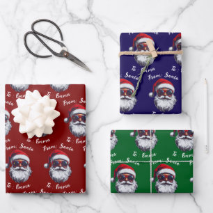 From Santa Claus Gift Wrap, Custom Santa Name Wrapping Paper Sheet