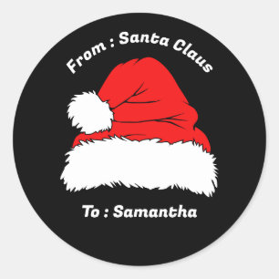 From Santa Claus Green Christmas Gift black Classic Round Sticker