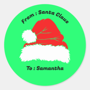 From Santa Claus Green Christmas Gift neon Classic Round Sticker