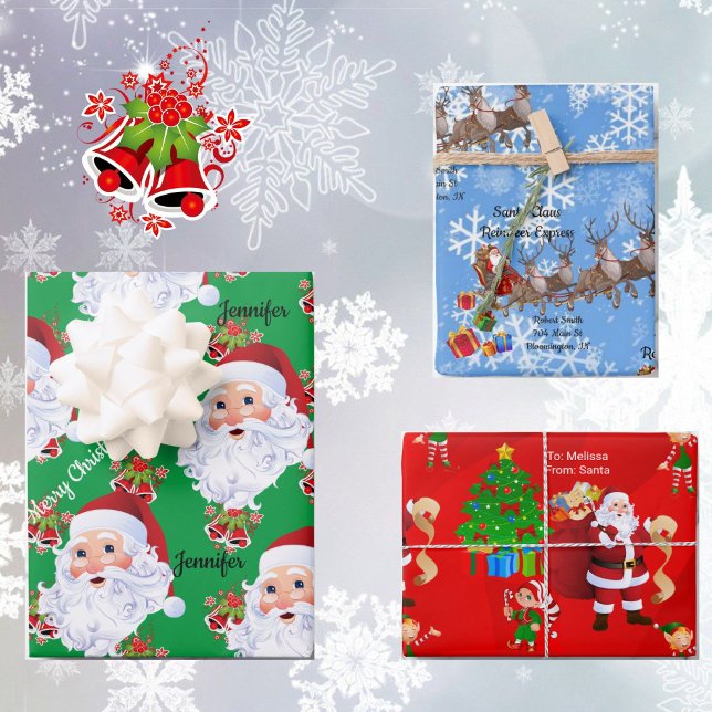From Santa Claus Personalise Kids Names Christmas Wrapping Paper Sheet (Creator Uploaded)