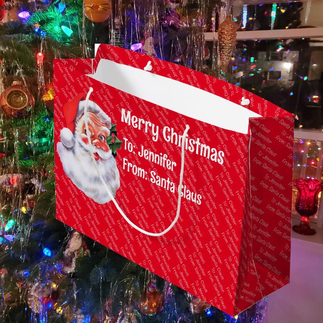 From Santa Claus Repeating Name Kid's Cute Large Gift Bag (Creator Uploaded)