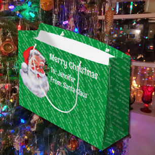 From Santa Claus Repeating Name Kid's Cute Large Gift Bag
