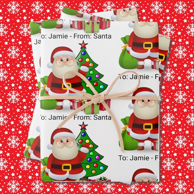 From Santa Claus To Kid's Name 3 Cute Wrapping Paper Sheet (Creator Uploaded)
