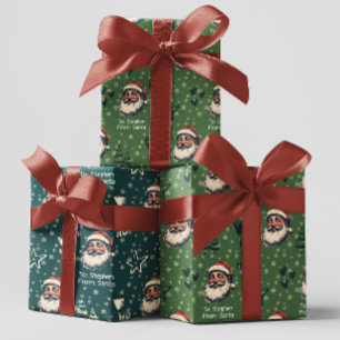 From Santa Custom Name Doodles Christmas Wrapping Paper Sheet