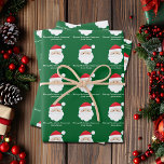 From Santa Cute Custom Green Kids Christmas Wrapping Paper Sheet<br><div class="desc">Customise these cute green Santa Claus wrapping paper sheets with your own personalised text with your kids name in white script. Santa's red hat and white beard are the perfect holiday drawing on this pretty gift wrap for your presents.</div>