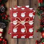 From Santa Cute Custom Red Kids Christmas Wrapping Paper Sheet<br><div class="desc">Customise these cute red Santa Claus wrapping paper sheets with your own personalised text with your kids name in white script. Santa's red hat and white beard are the perfect holiday drawing on this pretty gift wrap for your presents.</div>