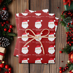 From Santa Cute Custom Red Kids Christmas Wrapping Paper Sheet