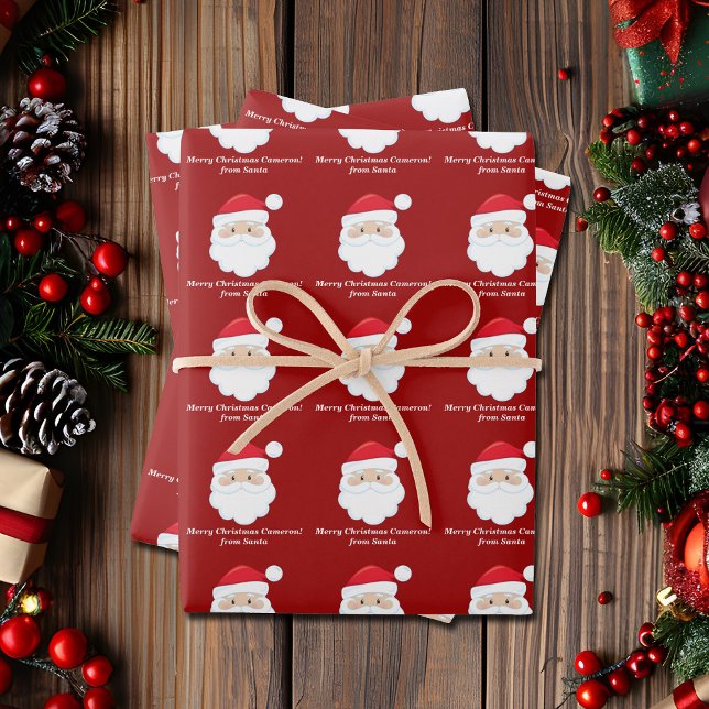 From Santa Cute Custom Red Kids Christmas Wrapping Paper Sheet (Creator Uploaded)