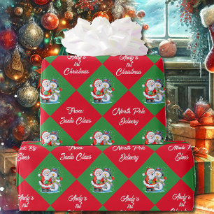 From Santa First 1st Christmas Personalise Name Wrapping Paper