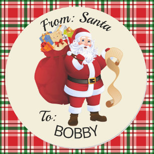 From SANTA Gift Wrap CUSTOM Kids NAME Stickers