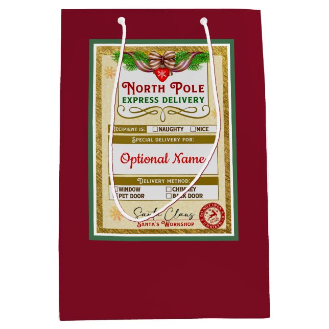 From Santa North Pole Express Naughty or Nice Medium Gift Bag (Front)