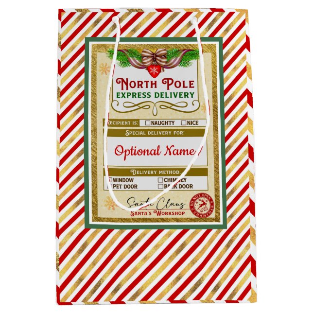 From Santa North Pole Express Naughty or Nice Medium Gift Bag (Front)