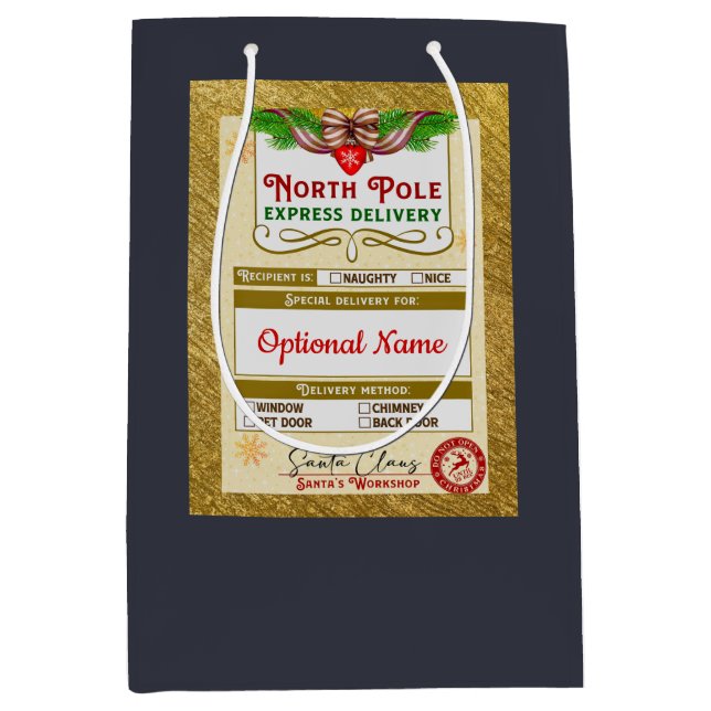 From Santa North Pole Express Naughty or Nice Medium Gift Bag (Front)