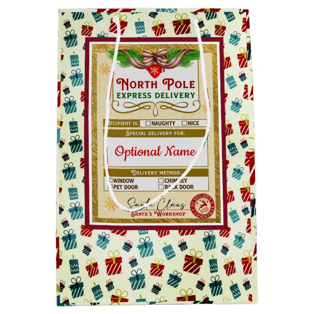 From Santa North Pole Express Naughty or Nice Medium Gift Bag (Front)