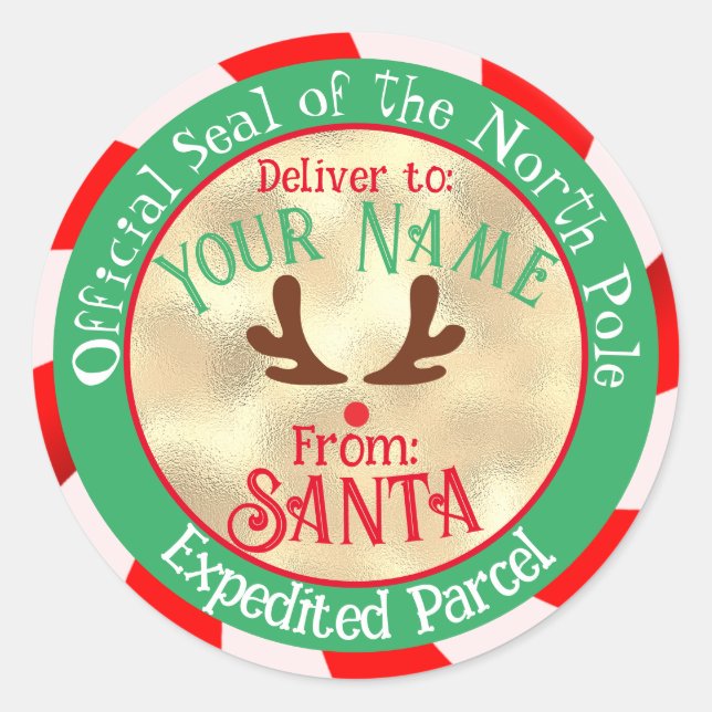 From Santa Official Seal on Gold & Green (Front)