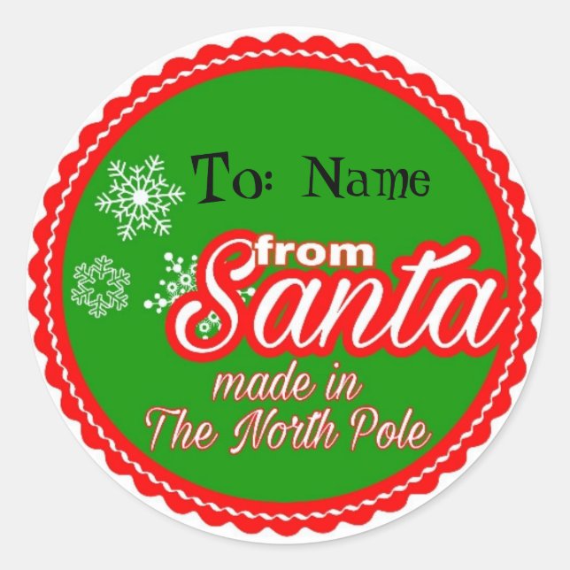 From Santa Personalised Classic Round Sticker (Front)