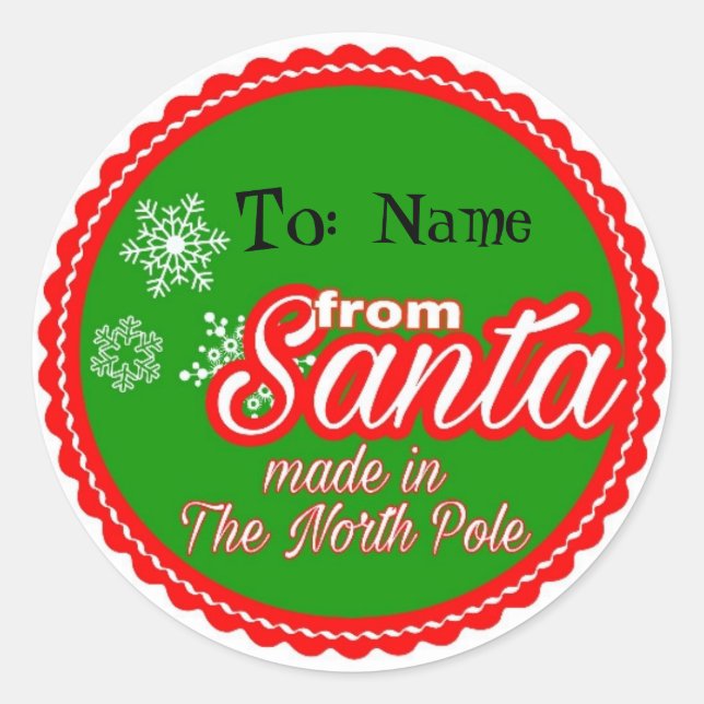 From Santa Personalised Classic Round Sticker (Front)