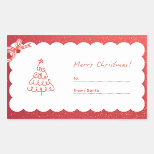 From: Santa Red and White Cute Christmas Gift Rectangular Sticker