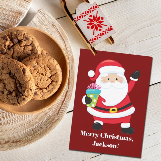 From Santa Red Personalized Kids Christmas Card (Creator Uploaded)