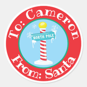 From Santa Sticker Custom Name North Pole Sign