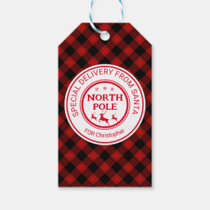 from santa stickers north pole gift tags