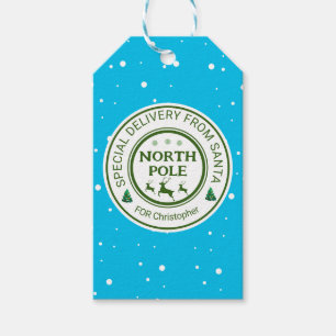 from santa stickers north pole gift tags