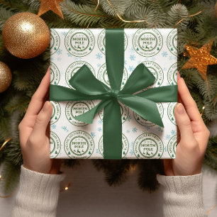 from santa stickers north pole wrapping paper