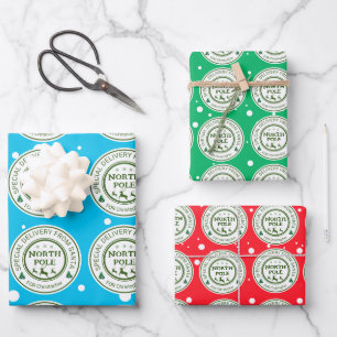 from santa stickers north pole wrapping paper sheet