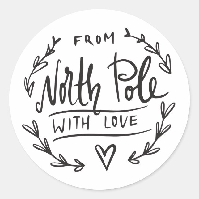From Santa With Love North Pole Gift  Classic Round Sticker (Front)